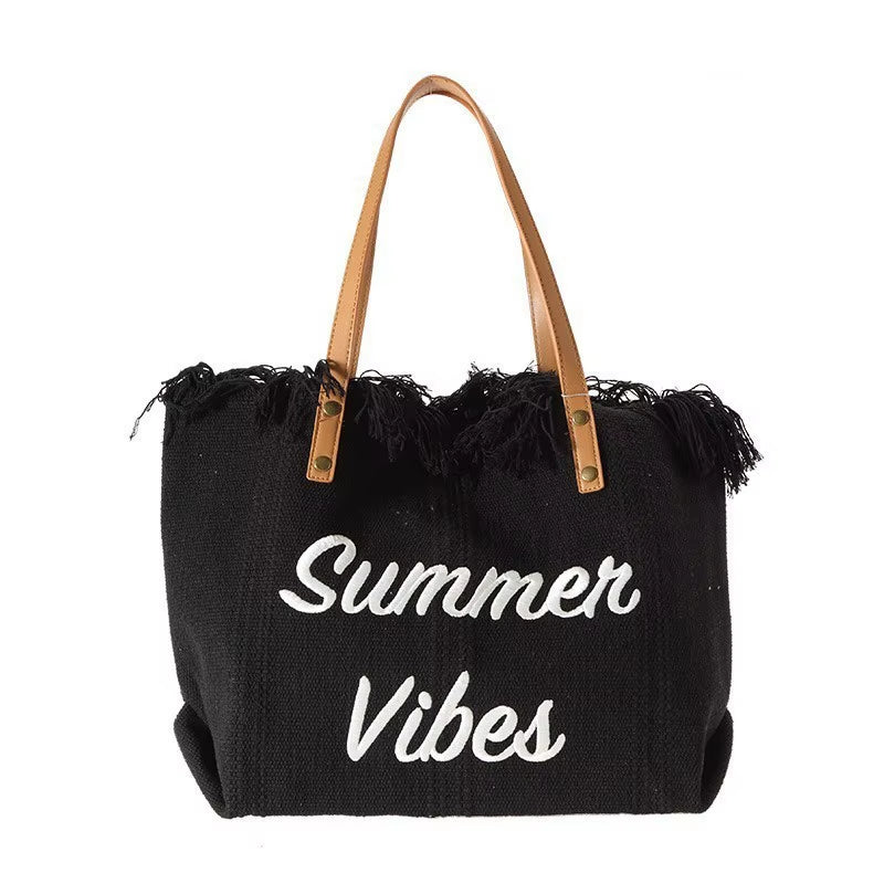 Canvas Women Handbags Large Tote Beach Bag Shopping Bags Underarm Shoulder Bag for Female Casual Top-Handle Bags
