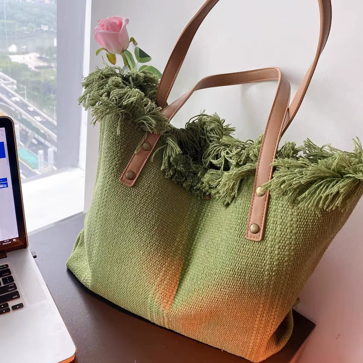Canvas Women Handbags Large Tote Beach Bag Shopping Bags Underarm Shoulder Bag for Female Casual Top-Handle Bags