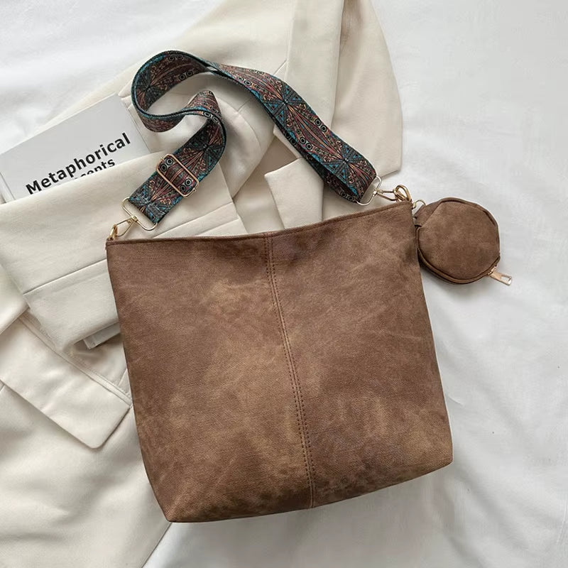 Vintage Commuting Women'S Shoulder Bag Large Capacity Casual Crossbody Bags Pu Leather Handbags and Purses Designer Tote