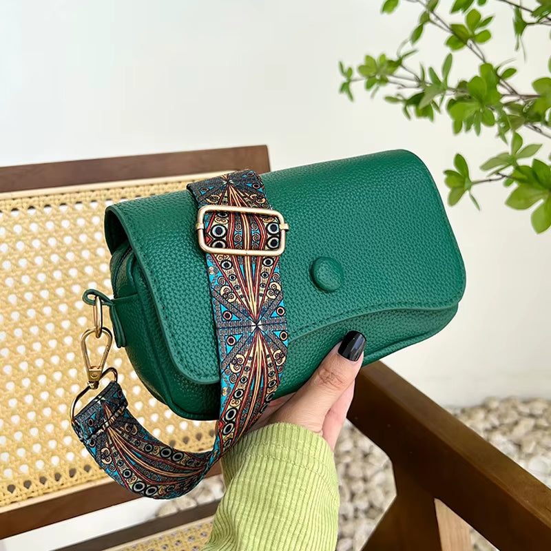 Comfortable PU Leather Wide Strap Crossbody Bags, Casual Flap Women'S Shoulder Bag for Gifts, Designer Small Handbags and Purses