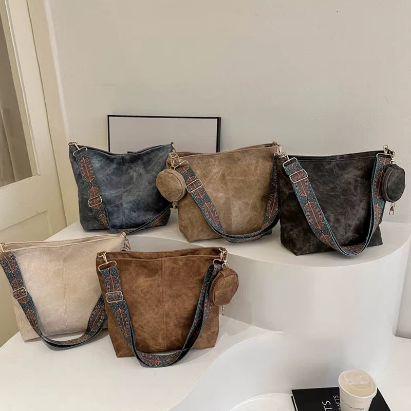 Vintage Commuting Women'S Shoulder Bag Large Capacity Casual Crossbody Bags Pu Leather Handbags and Purses Designer Tote