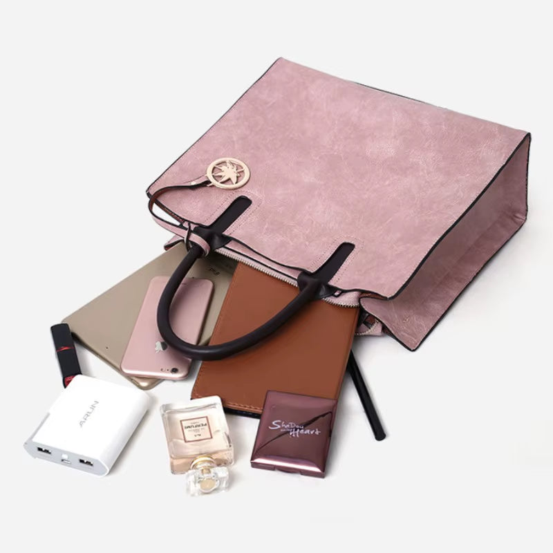 Women'S Handbag 3-Piece Set Women'S Shoulder Bag Fashion Purse Vintage Leather Bag Large Capacity Handbag Inclined Shoulder Bag