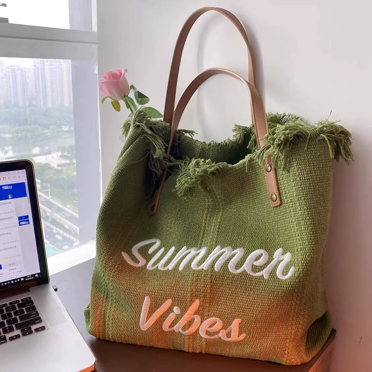Canvas Women Handbags Large Tote Beach Bag Shopping Bags Underarm Shoulder Bag for Female Casual Top-Handle Bags