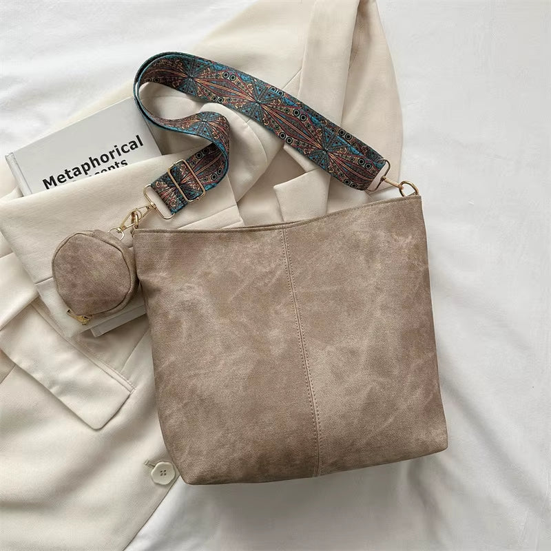 Vintage Commuting Women'S Shoulder Bag Large Capacity Casual Crossbody Bags Pu Leather Handbags and Purses Designer Tote