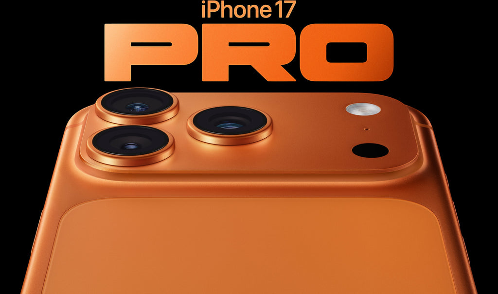 ASKY Digital iPhone 17 Pro in orange with triple camera lens and flash.