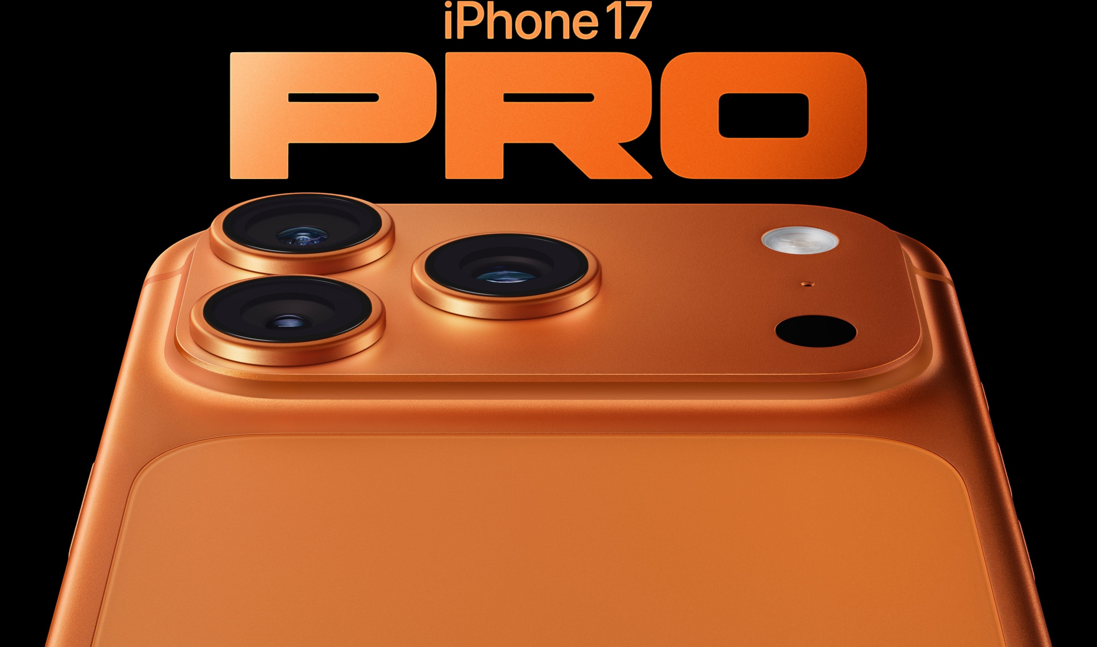 ASKY Digital iPhone 17 Pro in orange with triple camera lens and flash.