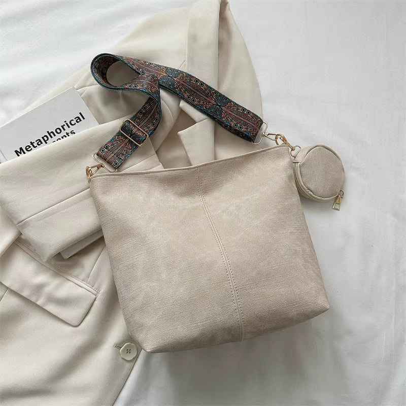 Vintage Commuting Women'S Shoulder Bag Large Capacity Casual Crossbody Bags Pu Leather Handbags and Purses Designer Tote