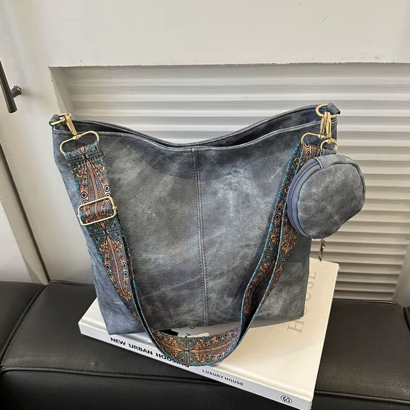 Vintage Commuting Women'S Shoulder Bag Large Capacity Casual Crossbody Bags Pu Leather Handbags and Purses Designer Tote