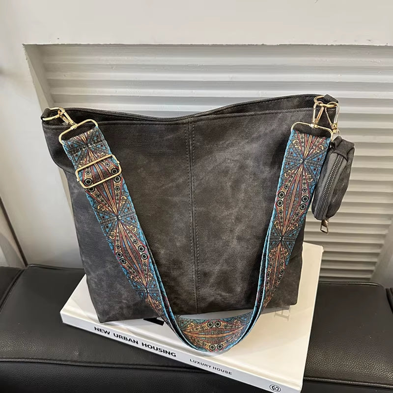 Vintage Commuting Women'S Shoulder Bag Large Capacity Casual Crossbody Bags Pu Leather Handbags and Purses Designer Tote